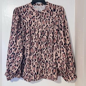 Boutique Leopard print blouse size XL